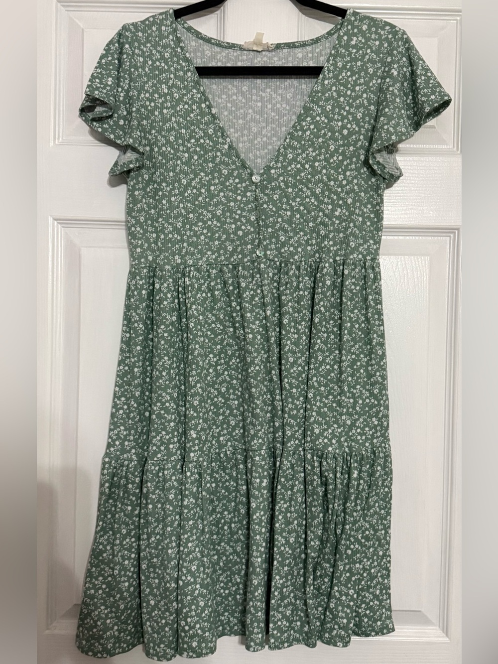 See You Monday Sage Green Floral Tiered Dress
